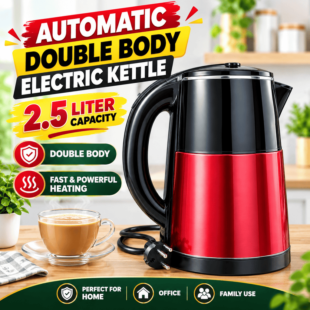 Jumbo size 2.5 Liter Double Body Automatic Electric Kettle – 2 Years Warranty