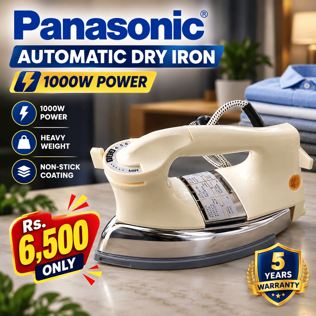 Panasonic Automatic Dry Iron – 1000W Heavy Weight Non-Stick Iron