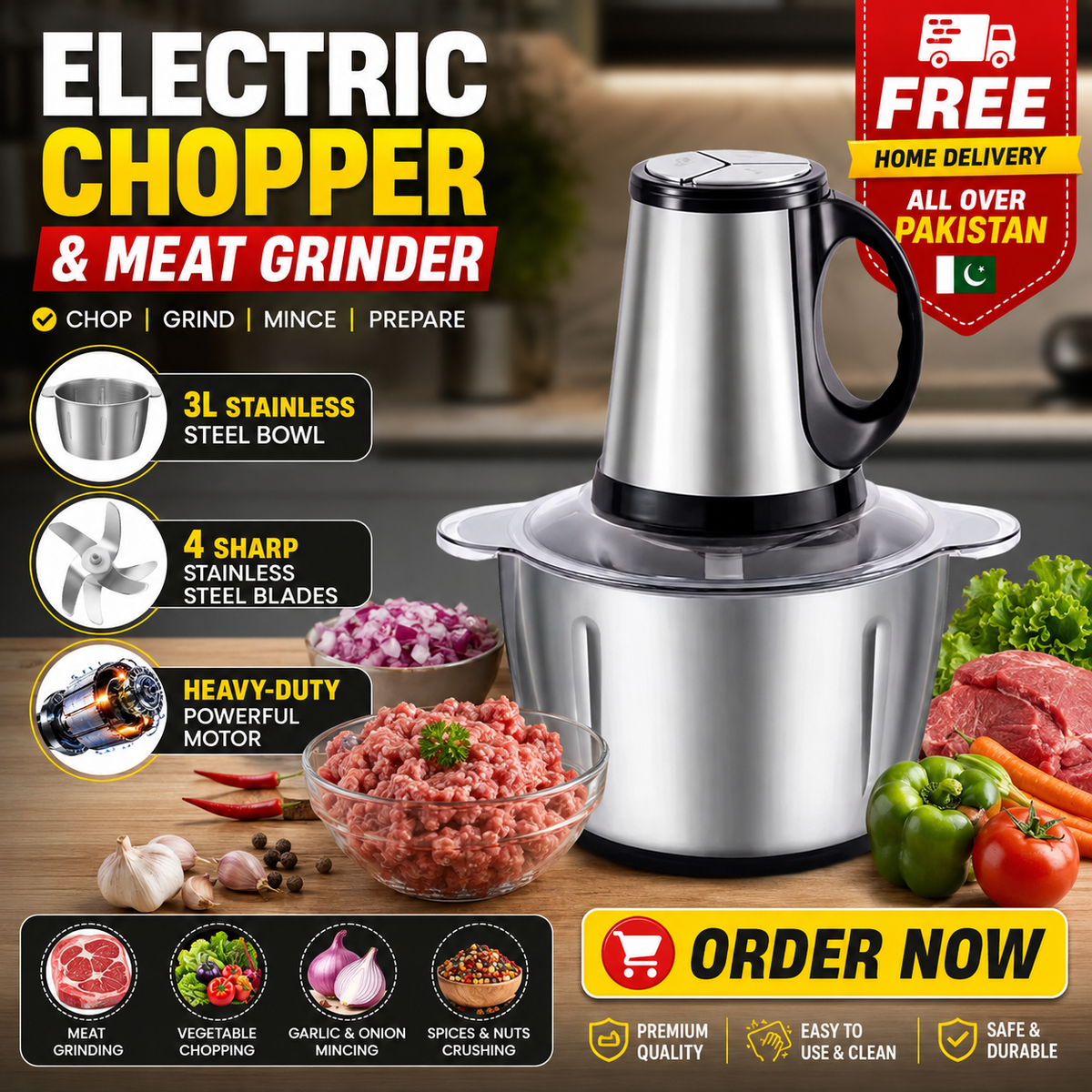 Kenwood 3 Liter Electric Chopper and meat Grinder