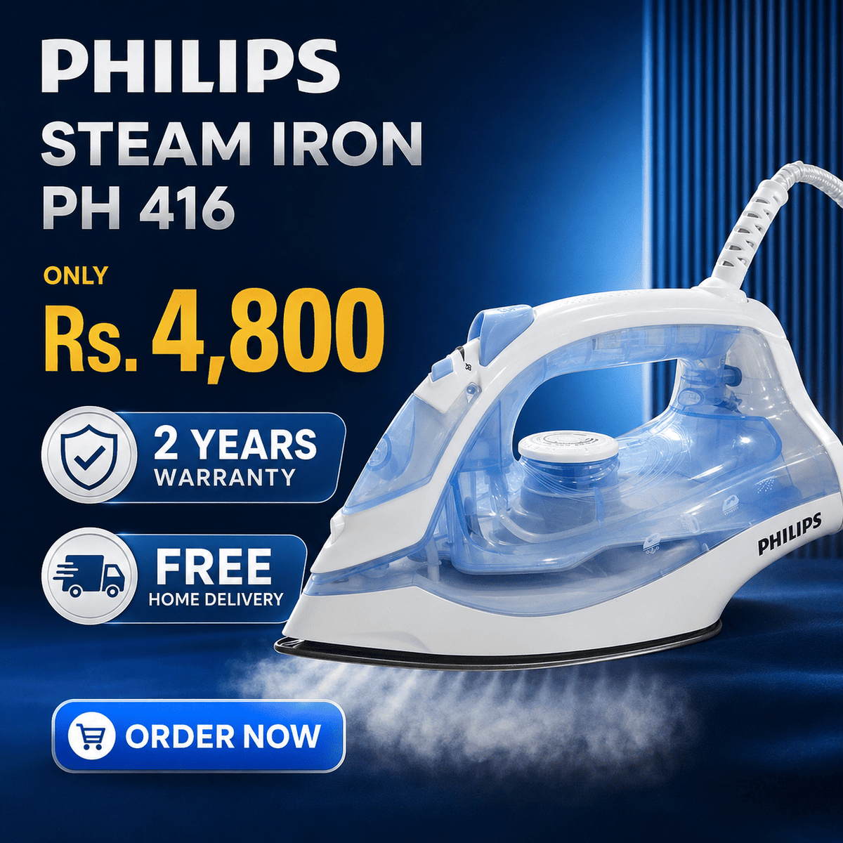 Philips Steam Iron PH – 416, warranty 2 years
